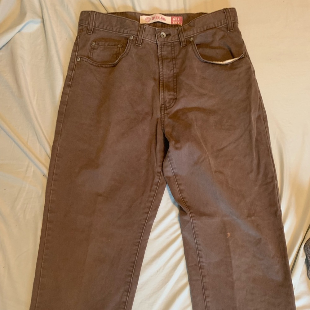 Brown gap pants carhartt material, slit in ankles